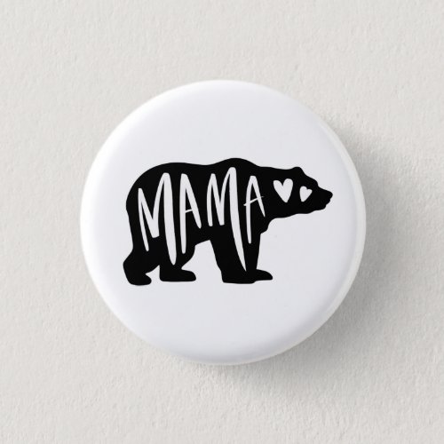 Handwritten Mama Hand Drawn Hearts Bear Silhouette Button