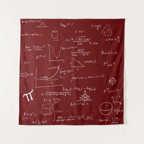 Handwritten Math Formulas Equations Maroon