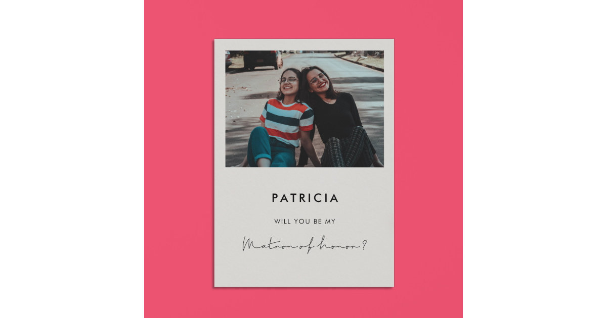 Handwritten Matron of Honor proposal card | Zazzle