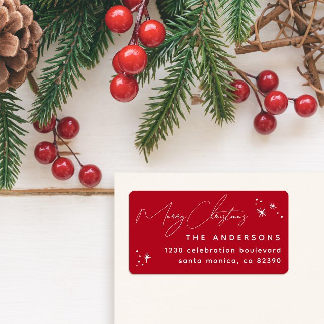 Handwritten Merry Christmas Family Return Address Label (Creator Uploaded)