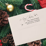 Handwritten Merry Christmas Family Return Address Rubber Stamp<br><div class="desc">Simplify your holiday mailings with our Wooden Stamp. "Merry Christmas" in chic handwritten calligraphy,  paired with hand-drawn stars and dots,  adds a touch of sophistication. Personalize it with your family name and return address details for convenience.</div>