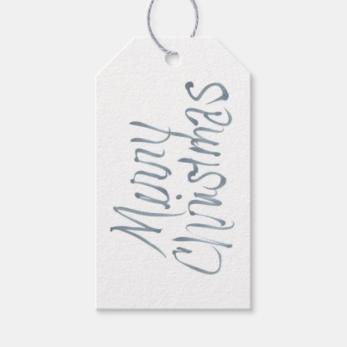 Handwritten Merry Christmas in Gray Gift Tag