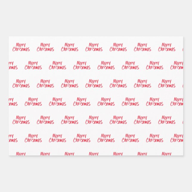 Handwritten Merry Christmas in Red Wrapping Paper Sheets (Front 3)