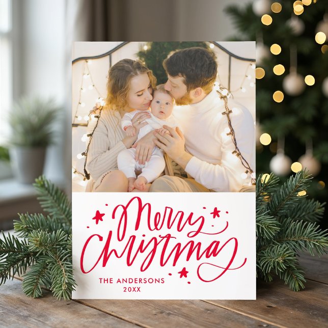 Handwritten Merry Christmas Letterpress Photo Cards (Creator Uploaded)