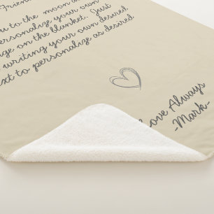 Handwritten Message Personalize Text Sherpa Blank Blanket