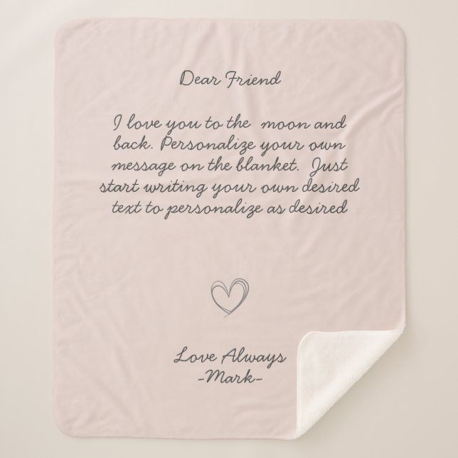 Handwritten Message Personalize Text  Sherpa Blank Blanket (Front)