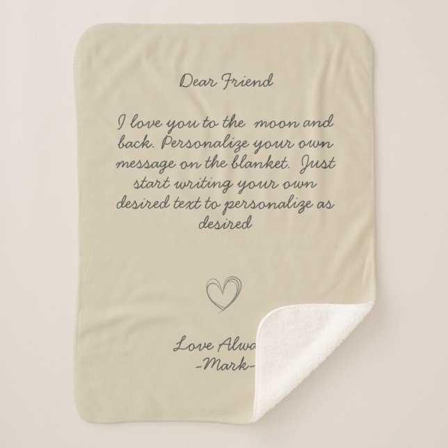 Handwritten Message Personalize Text  Sherpa Blank Blanket (Front)