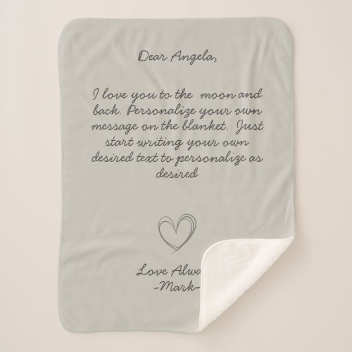 Handwritten Message Personalize Text  Sherpa Blanket