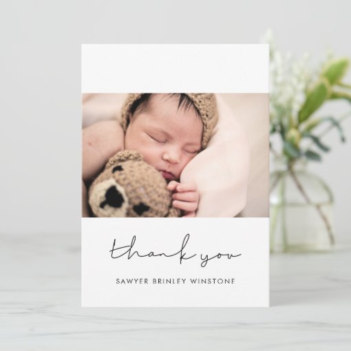 Handwritten minimalist Baby shower thank you card | Zazzle