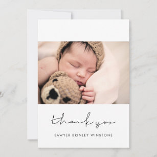 Baby Thank You Baptism Cards Baby Thank You cards Personalised Baby Thank You With Photos 'Bailey' New Born Thank You