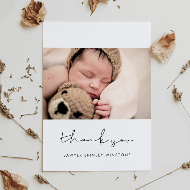 Handwritten minimalist Baby shower thank you card | Zazzle