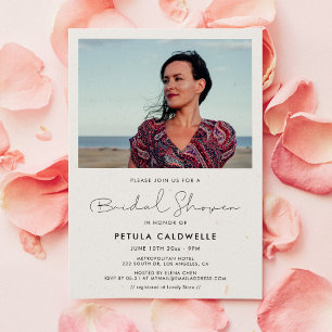 Handwritten minimalist bridal shower photo invitation