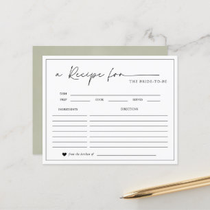 Handwritten Minimalist Bridal Shower Recipe Card