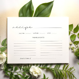 Handwritten minimalist Bridal shower recipe card
