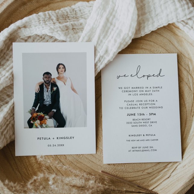 Handwritten minimalist Elopement reception photo Invitation (Creator Uploaded)