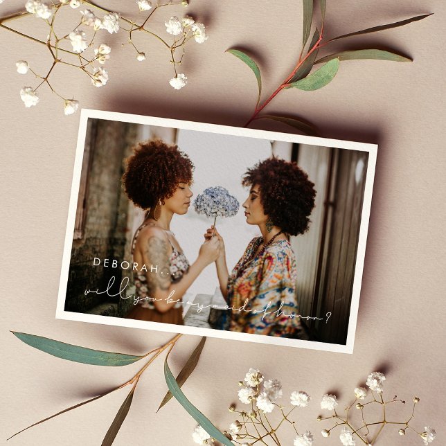 Handwritten minimalist Maid of honor proposal card (Creator Uploaded)