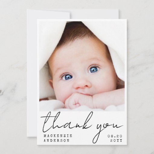 Handwritten Minimalist New Baby Thank You Card Zazzle