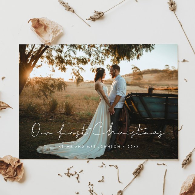 Handwritten Minimalist Our First Christmas Married Invitation (Creator Uploaded)