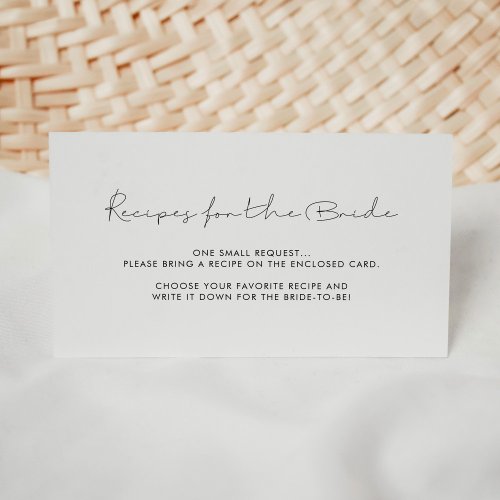 Handwritten minimalist Recipe request card