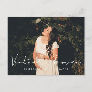 Handwritten minimalist Virtual Baby shower photo Postcard