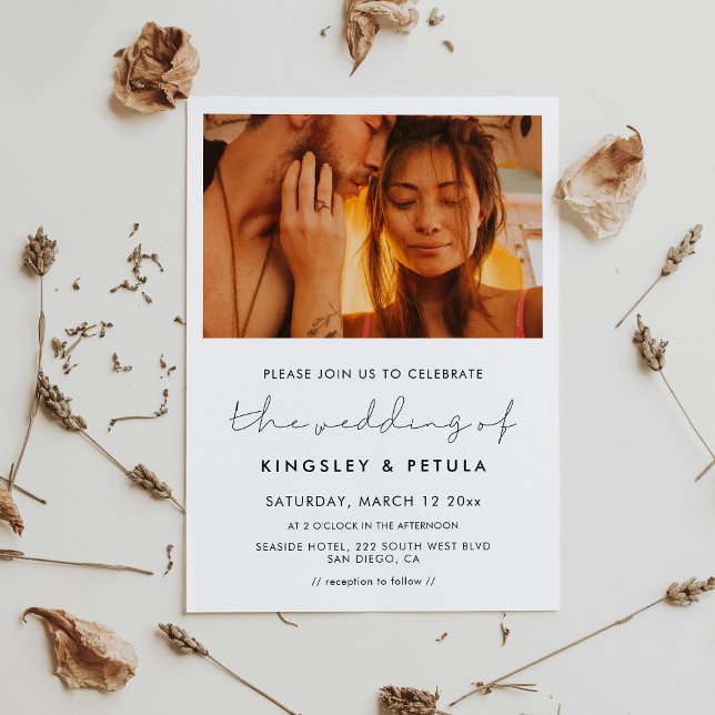 Handwritten minimalist wedding photo invitation (Handwritten minimalist wedding photo invitation)