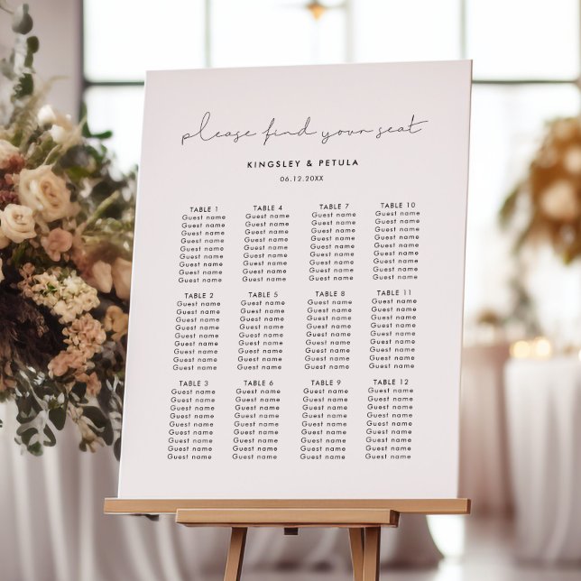 Handwritten Minimalist Wedding Seating Chart Sign (Creator Uploaded)