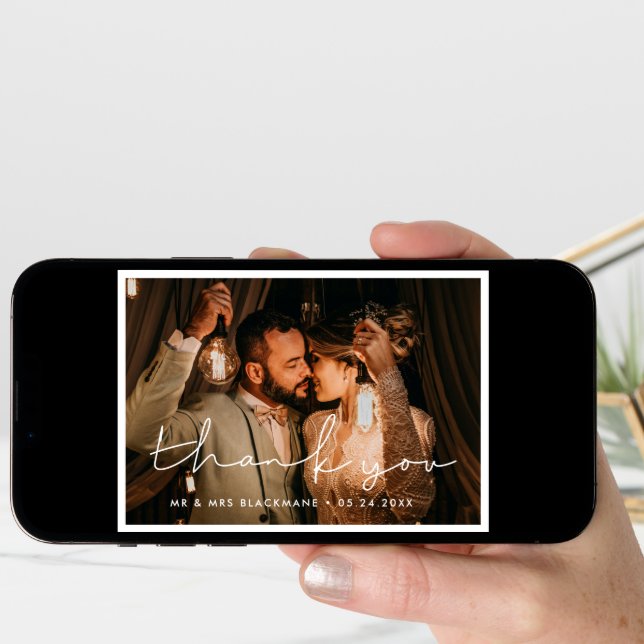 Handwritten minimalist wedding Thank You card (Front Digital)