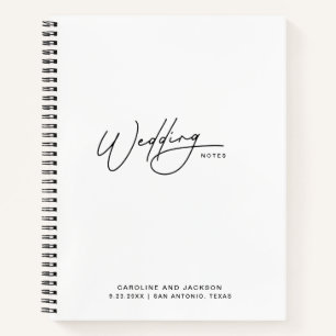 Handwritten Minimalist White Wedding Plans Notebook