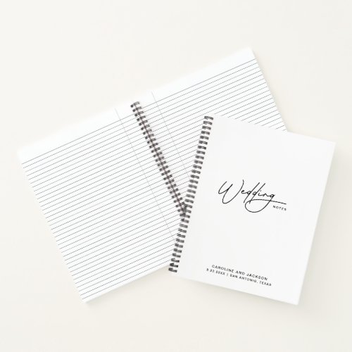 Handwritten Minimalist White Wedding Plans Notebook