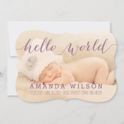 Handwritten Modern Baby Birth Photo Announcement