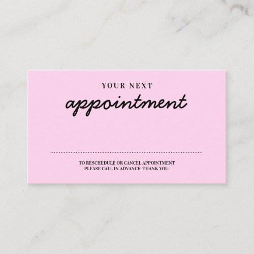Handwritten Modern Minimalist Pink Reminder Appointment Card
