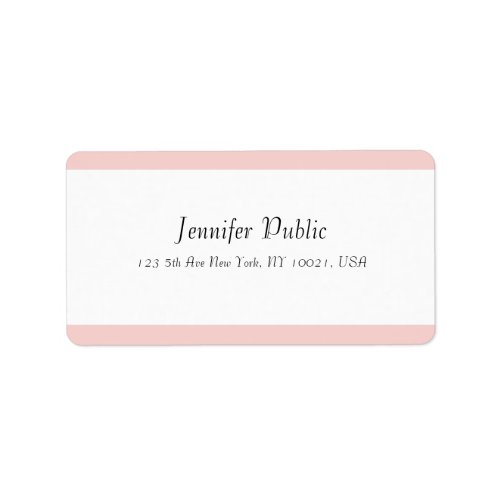 Handwritten Modern Simple Template Blush Pink Label