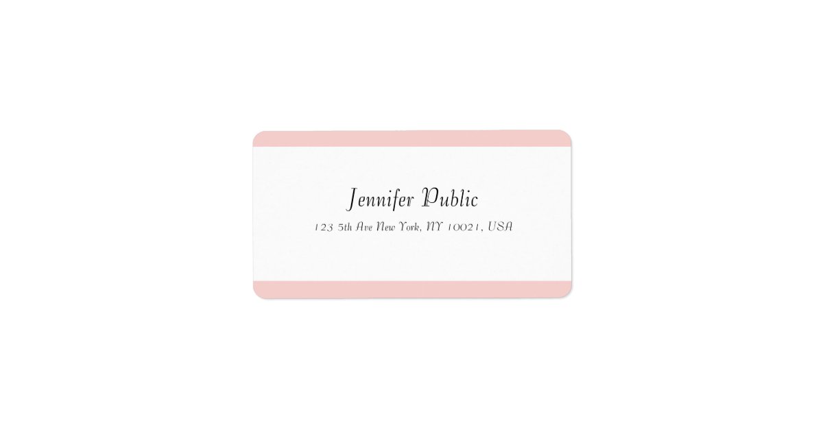 Handwritten Modern Simple Template Blush Pink Label | Zazzle