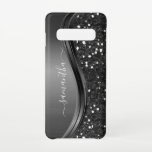 Handwritten Monogram Elegant Black Metal Glitter Samsung Galaxy S10 Case<br><div class="desc">The design is a photo and the cases are not made with actual glitter, sequins, metals or woods. This design is also available on other phone models. Choose Device Type to see other iPhone, Samsung Galaxy or Google cases. Some styles may be changed by selecting Style if that is an...</div>