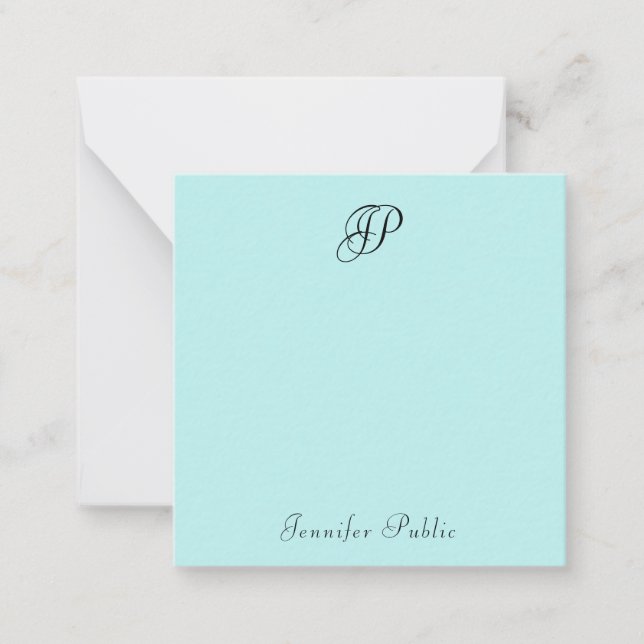 Handwritten Monogram Modern Blue Simple Template (Front)