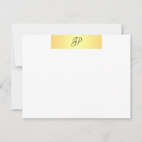 Handwritten Monogram Name Faux Gold Elegant Note Card