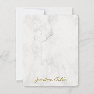 Handwritten Monogram Name Gold Text Script Elegant Note Card