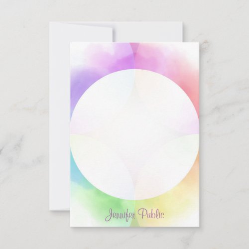 Handwritten Monogram Personalized Watercolor Note Card