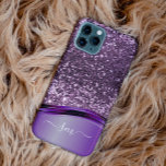 Handwritten Monogram Purple Glitter Look Wave Case-Mate iPhone 14 Case<br><div class="desc">The design is a photo and the cases are not made with actual glitter, sequins, metals or woods. This design is also available on other phone models. Choose Device Type to see other iPhone, Samsung Galaxy or Google cases. Some styles may be changed by selecting Style if that is an...</div>