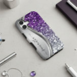 Handwritten Monogram Purple Silver Glitter  Samsung Galaxy S22 Case<br><div class="desc">The design is a photo and the cases are not made with actual glitter, sequins, metals or woods. This design is also available on other phone models. Choose Device Type to see other iPhone, Samsung Galaxy or Google cases. Some styles may be changed by selecting Style if that is an...</div>