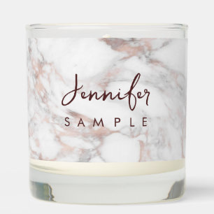 Handwritten Monogram Rose Gold Marble Template Scented Candle