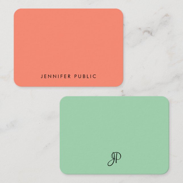 Handwritten Monogram Script Elegant Colors Note Card (Front/Back)