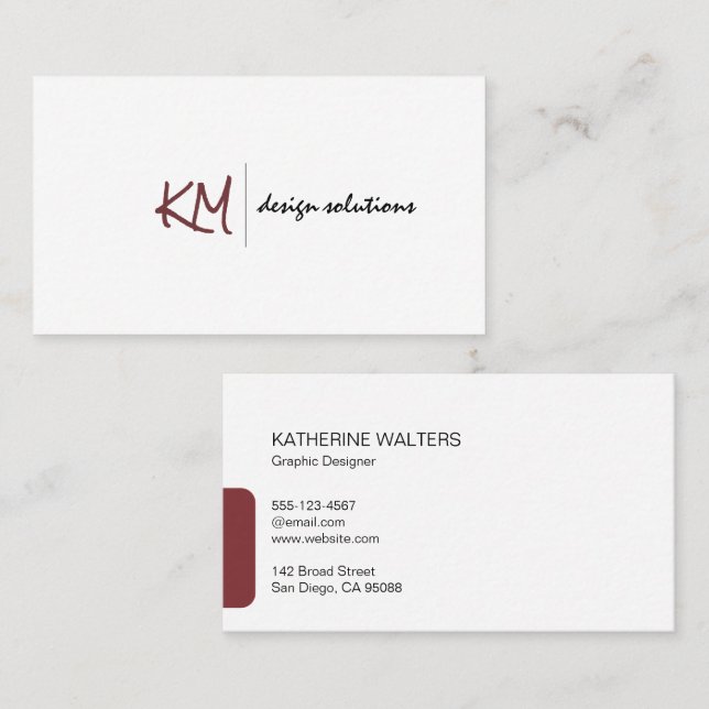 Handwritten Monogram | Simple Corporate Business Card (Front/Back)