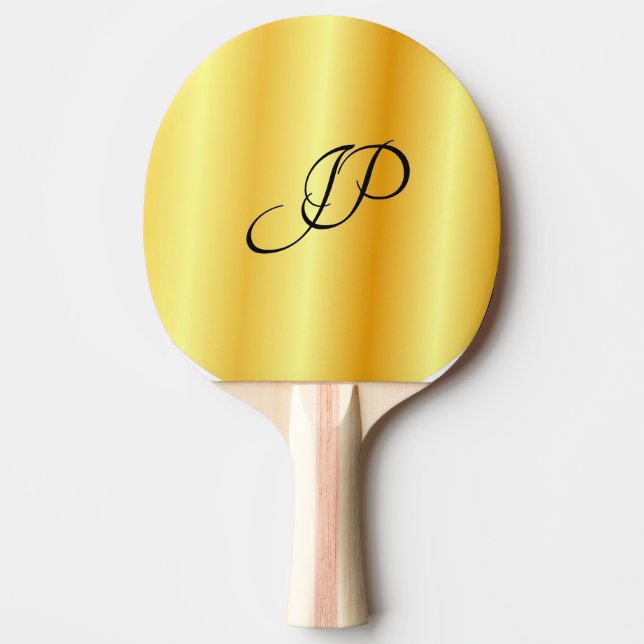 Handwritten Monogrammed Custom Faux Gold Ping Pong Paddle (Front)