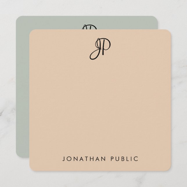 Handwritten Monogrammed Template Elegant Colors (Front/Back)