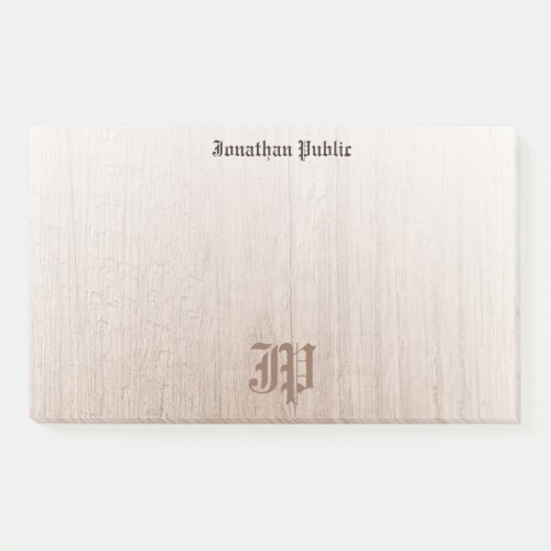 Handwritten Monogrammed Template Wood Look Post_it Notes