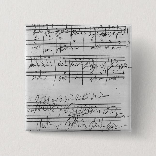Handwritten musical score pinback button (Front)