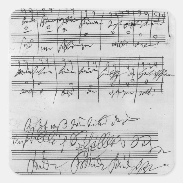 Handwritten musical score square sticker (Front)