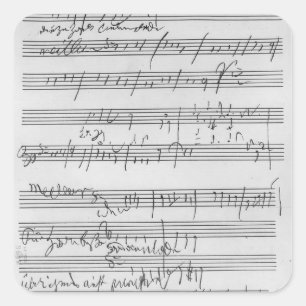Handwritten musical score square sticker