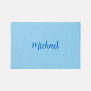 Handwritten Name Baby Blue Boys Nursery Cute Rug